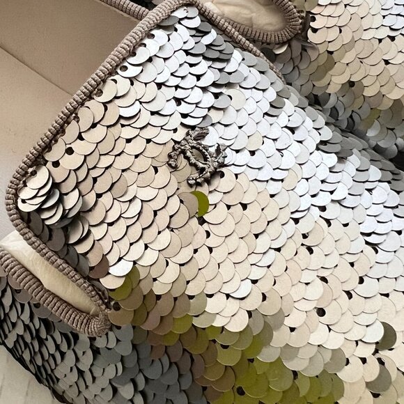 Chanel silver sequin CC smoking slip ons size 38 - Picture 7 of 9